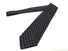 GUCCI グッチ オールドグッチ ヴィンテージ シルク100% 総柄 ネクタイ ビジネス 紳士 メンズ ネイビー系×ライトブルー系 DL8866