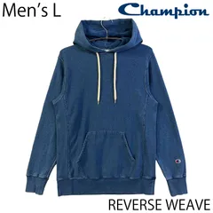 【USED／メンズL】CHAMPION リバースウィーブ 目無し プルオーバー パーカー インディゴ ミディアム