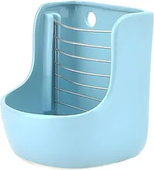 RENASYS 牧草ポット チモシー入れ ウサギ 給餌器 チンチラ 小動物用 フードボウル 食器 陶器 ワイヤーガード付き 固定可能 (ブルー)のサムネイル