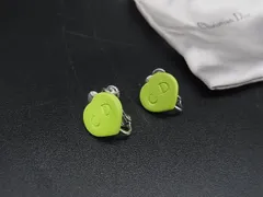 ChristianDior クリスチャンディオール ハート クリップ式 イヤリング アクセサリー ライトグリーン系×シルバー系 DL9584