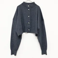 ENFOLD　エンフォルド　2023年モデル　ニットカーディガン　クロップド　ショート丈　ボリューム袖　ウール　グレー　レディース　38　b00500