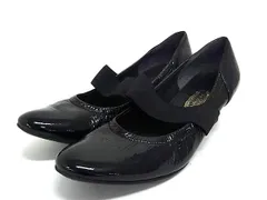 ■美品■ GINZA YOSHINOYA 銀座ヨシノヤ パテントレザー ヒール パンプス 靴 シューズ レディース ブラック系 DL9742