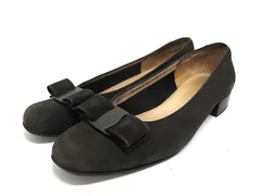 Salvatore Ferragamo フェラガモ ヴァラリボン スエード ヒール パンプス 表記サイズ 7 (約24.0cm) 靴 レディース カーキ系 DL9911