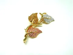 SWAROVSKI スワロフスキー フラワーモチーフ ラインストーン ピンブローチ ピンバッジ アクセサリー ゴールド系 DM0268