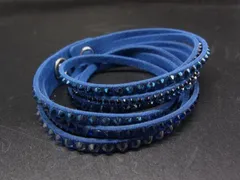 SWAROVSKI スワロフスキー スエード ラインストーン 2連ブレスレット アクセサリー レディース ブルー系 DM0256
