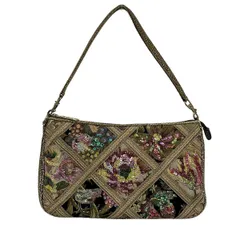 ThinkBee(シンクビー) ハンドバッグ美品  - ベージュ×レッド×マルチ スパンコール/ビーズ