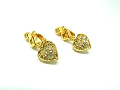 GIVENCHY ジバンシィ ヴィンテージ クリップ式 ハートモチーフ ラインストーン イヤリング アクセサリー ゴールド系 DM0204
