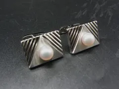 TASAKI タサキ パール 本真珠 アコヤ真珠 約7mm カフスボタン カフリンクス アクセサリー ビジネス 紳士 メンズ シルバー系 DM0175