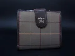 Burberrys バーバリーズ ナイロンキャンバス×レザー チェック柄 がま口 二つ折り 財布 ウォレット 小銭入れ ブラウン系 DM0124