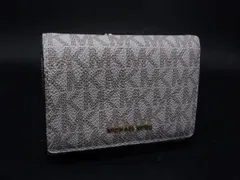■美品■ MICHAEL KORS マイケルコース レザー MK柄 三つ折り 財布 ウォレット 札入れ 小銭入れ アイボリー系 DM0134
