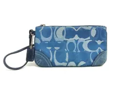 COACH コーチ シグネチャー キャンバス×スエード リストレット マルチポーチ マルチケース 小物入れ レディース ブルー系 DM1352