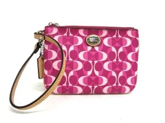■美品■ COACH コーチ シグネチャー PVC リストレット マルチポーチ マルチケース 小物入れ レディース ピンク系 DM1353