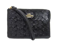 COACH コーチ F58034 シグネチャー パテントレザー リストレット マルチポーチ マルチケース 小物入れ ブラック系 DM1354