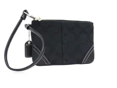 ■美品■ COACH コーチ シグネチャー キャンバス×レザー リストレット マルチポーチ マルチケース 小物入れ ブラック系 DM1361