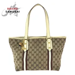 GUCCI グッチ シェリーライン ベージュ ブラウン ゴールド金具 GGキャンバス/レザー 137396 トートバッグ レディース 600146【中古】