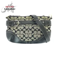 美品 COACH コーチ シグネチャー ブラック 黒 グレー キャンバス E06K-7077 ショルダーバッグ メッセンジャーバッグ レディース 600254【中古】