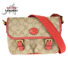 美品 COACH コーチ シグネチャー ベージュ オレンジ ゴールド金具 PVC ショルダーバッグ  メッセンジャーバッグ レディース 600370【中古】