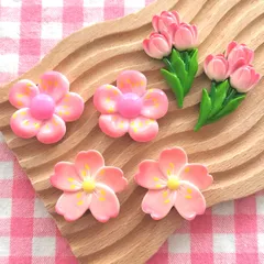 【1064】100個 デコパーツ さくら チューリップ 花 フラワー  ミックス まとめ売り