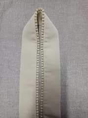 簡易パール付重ね衿  生成　パール　ポリエステルちりめん