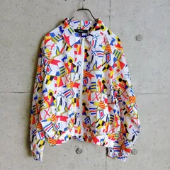【USED】US 古着 FOREVER 21 国際信号旗 柄 マリンフラッグ ジップアップ ジャケット S フォーエバー21 マリンフラッグ柄 総柄 ライトアウター ストリート 信号旗 US古着  USA古着 ラグランスリーブ ブルゾンのサムネイル