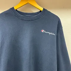 古着 XL Champion チャンピオン スウェット トレーナー クルー 紺 ネイビー 刺繍 ワンポイント