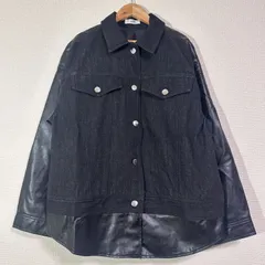 美品 YEVS 23AW デニム×フェイクレザーGジャン オーバーサイズ 異素材 デニムジャケット ブラック