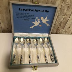 銀メッキスプーン6本セット 青い花模様 - メルカリ