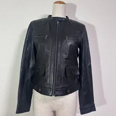 フラジール ラムレザー シングルライダースジャケットコンパクトシルエット 黒 38 M