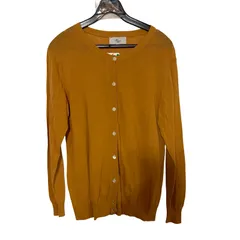  Harriss（ハリス）コットンカーディガン マスタードイエロー カジュアル 上品 サイズ36 2100000121267【MN19】のサムネイル