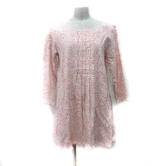 サマンサモスモス SM2 ワンピース ミニ 長袖 麻混 リネン混 M マルチカラー /YI