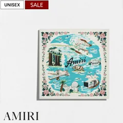 【定価110,000円(税込)】AMIRI -アミリ- 滑らかな手触りと美しいデザイン！シルクスカーフ ストール MAP SCARF ブランドロゴ CALIFORNIA HAWAII オフホワイト マルチカラー SRSS23MSC003 カルフォルニア The