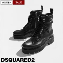 【定価170,500円(税込)】DSQUARED2 ディースクエアード 　上質なカーフレザーを贅沢に用いたラグジュアリーな1足！メタルICON付きジップアップレザーブーツ  牛革  革靴  シューズ COMBAT ICON CLUBBING BOOTS  S8