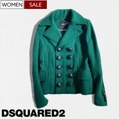【定価221,100円(税込)】DSQUARED2 ディースクエアード  クラシカルな雰囲気を纏う細かなコダワリのデザインで魅せるウールダブルコート レギュラーフィット ブルゾン ジャケット アウター ショート丈 グリーン 緑 シワ加工  S75AM0864 