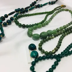 S【ヴィンテージ】ストーンアクセサリー セット グリーン系 ネックレス レディースアクセサリー 天然石
