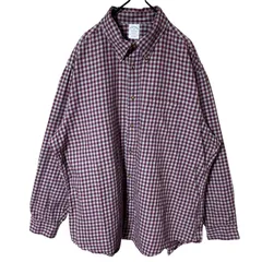 2XL  ボタンダウン ブルックスブラザーズ オーバーサイズ チェック レッド 赤系  シャツ レディース ユニセックス メンズ 古着 長袖 CHM