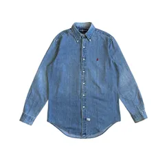 Ralph Lauren / ラルフローレン 90's ボタンダウンデニムシャツ ポニー刺繡 Sサイズ(大き目) ブルー ヴィンテージ