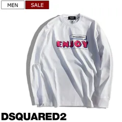 【定価70,400円(税込)】DSQUARED2 ディースクエアード どこかレトロな雰囲気を纏いキャッチーなドット文字が魅力的！メッセージ＆ロゴプリントロングTシャツ クルーネック Tシャツ ロンT ドット カットソー 長袖 enjoy S74GD1149 ホ