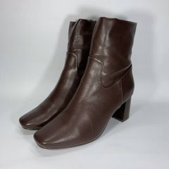 COLE HAAN 】チャンキーヒール スクエア サイドジップブーツ 23.5