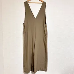 ルールマラン Lourmarin 22AW ひんやり快適◎ドライツイルサロペットパンツ Vネック バックリボン 接触冷感・吸汗速乾・UVカット オールインワン ベージュ FREE 春夏