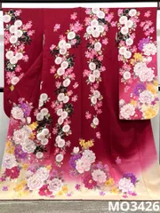 振袖 銀通し ラメ刺繍 金彩 紋意匠 身丈172cm 撥水加工済 MO3426