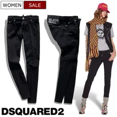 【定価74,800円(税込)】DSQUARED2 ディースクエアード 大人の色香漂わせるオールブラック！柔らかく穿きやすい ストレッチ ブラックデニムパンツ ジーンズ  BLACK BULL 《JENNIFER CROPPED JEAN-ジェニファークロップド