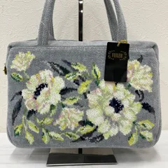 9687　良品　FEILER　フェイラー　ハンドバッグ　 アソルティ　花柄　グレー系　シュニール織り　 タグ付き　レディース