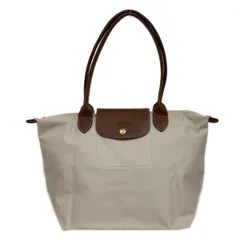 LONGCHAMP(ロンシャン) ショルダーバッグ ル・プリアージュオリジナル アイボリー×ブラウン 折りたたみ レザー