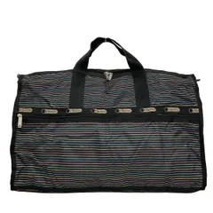 LESPORTSAC(レスポートサック) ボストンバッグ - 黒×ピンク×マルチ ボーダー/本体ロックなし