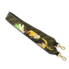 【希少・美品】FENDI フェンディ キャンバス ズッカ柄 ストラップユー ショルダーストラップ フラワー フローラル 花柄 刺繍 ゴールド金具 ブラウン 茶色 メンズ レディース ユニセックス