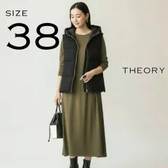 【極美品】theory luxeセオリーリュクス ウール製ギャザーフード付きダウンベスト 38 (M) 黒ブラック【古着】【中古】【送料無料】