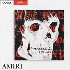 【定価96,800円(税込)】AMIRI -アミリ- WES LANG とコラボした滑らかな手触りと注目度抜群のデザインが魅力的！シルクスカーフ ストール Wes Lang Skull Print Silk Scarf ブランドロゴ ホワイト SR3TE000