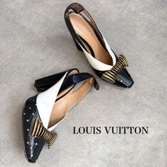 3 LOUIS VUITTON レザー スタッズ パンプス ヒール24 - メルカリ