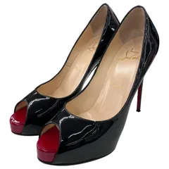 186005 Christian Louboutin クリスチャンルブタン Chiristian Louboutin オープントゥサンダル 23.5cm ブラック エナメル レディース