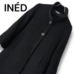 INED イネド アンゴラ アルパカ ウール コート スタンドカラー ブラック 黒 日本製 11 Lサイズ相当 レディース 冠婚葬祭 フォーマル 上質素材 ウールマーク キュプラ ベンベルグ フランドル 高級感 エレガント 11号 0001062OC